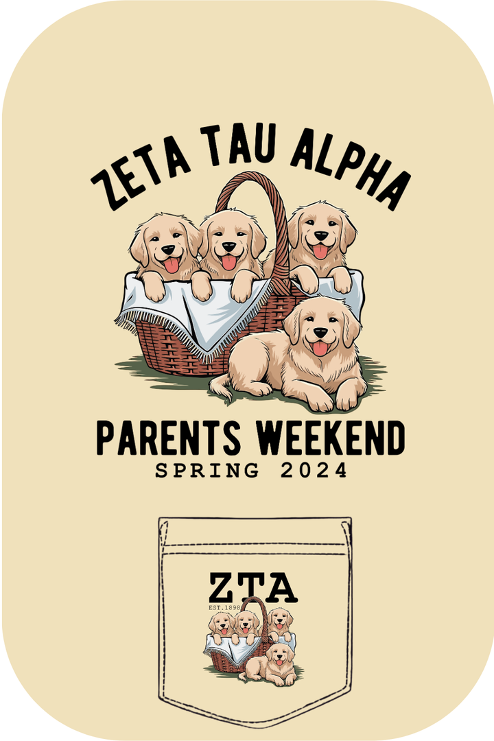 Custom Zeta Tau Alpha Parents Weekend Puppy Spring