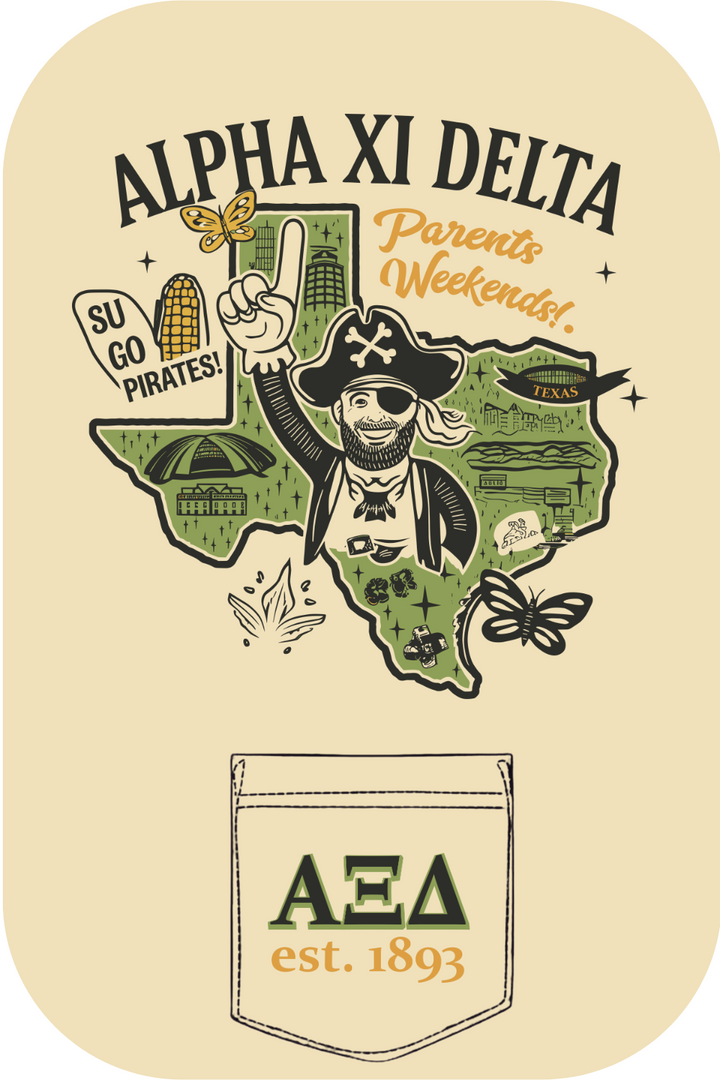 Custom Alpha Xi Delta Parents Pirates Weekends