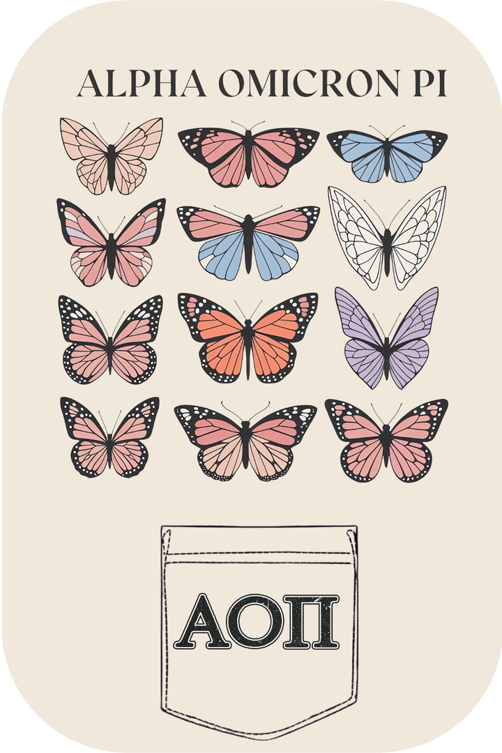 Custom Alpha Omicron Pi Butterfly