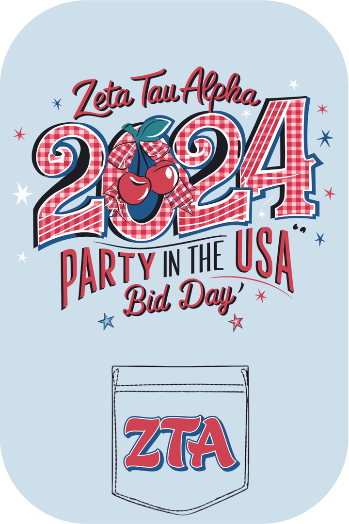 Custom Zeta Tau Alpha Party In The USA Bid Day