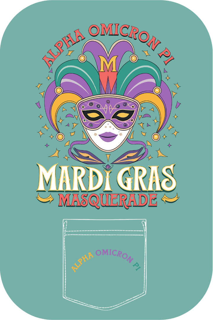 Custom Alpha Omicron Pi Mardi Gras Masquerade
