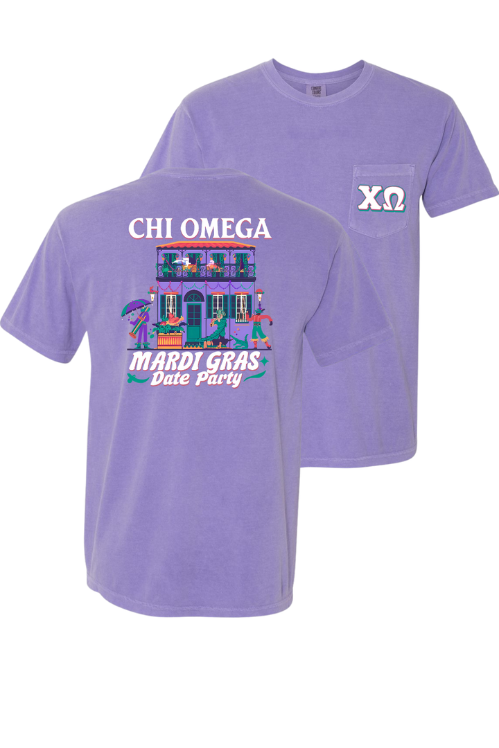 Custom Chi Omega Mardi Gras Date Party