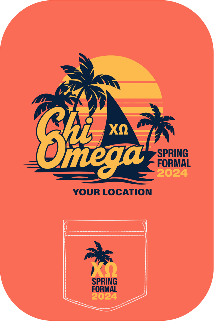 Custom Chi Omega Spring Beach Island