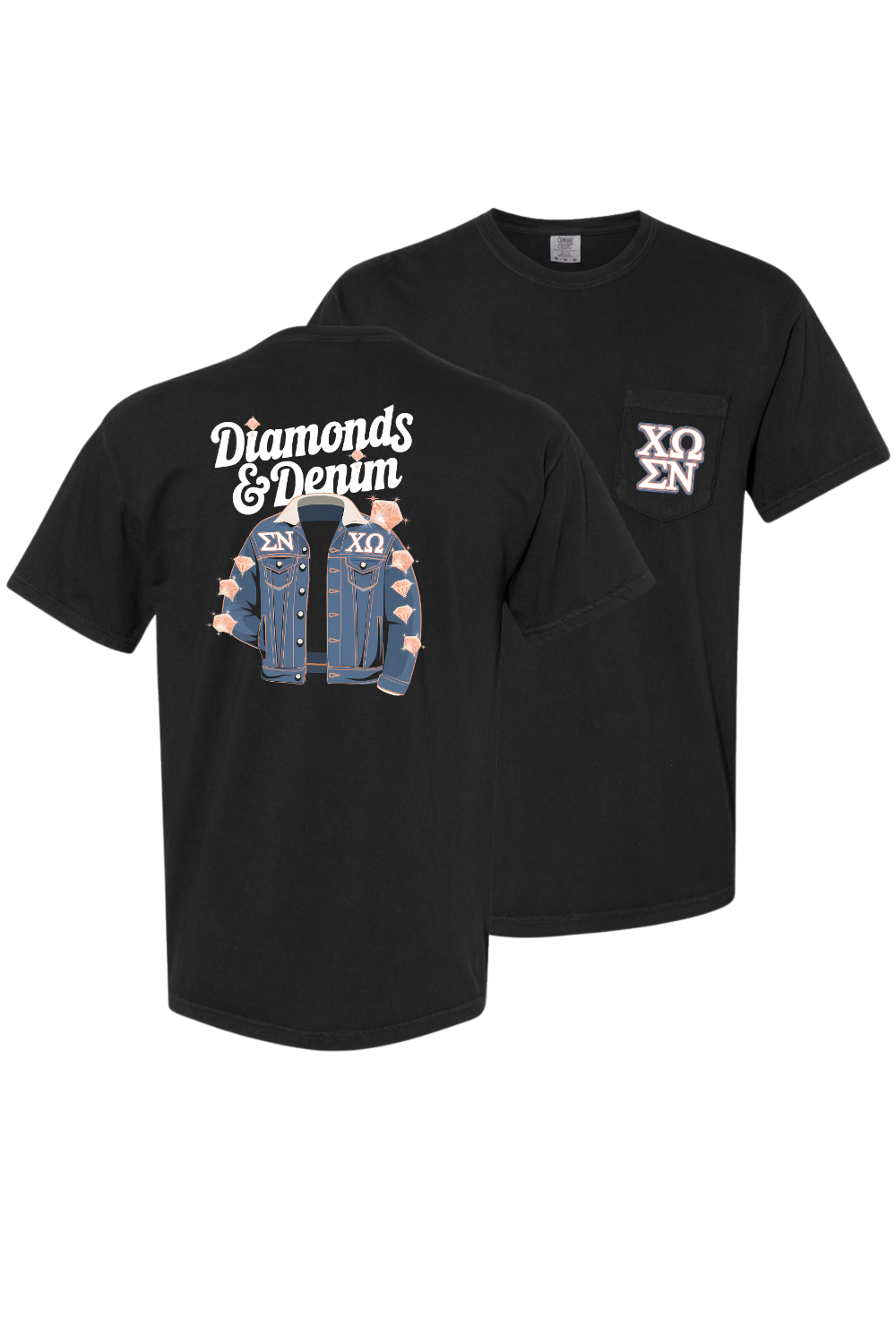 Custom Diamonds & Denim Chi Omega Sigma Nu