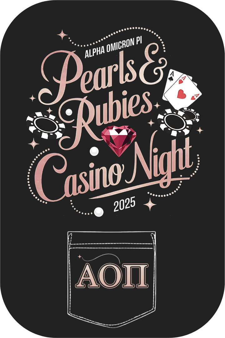 Custom Alpha Omicron Pi Pearls & Rubies Casino Night