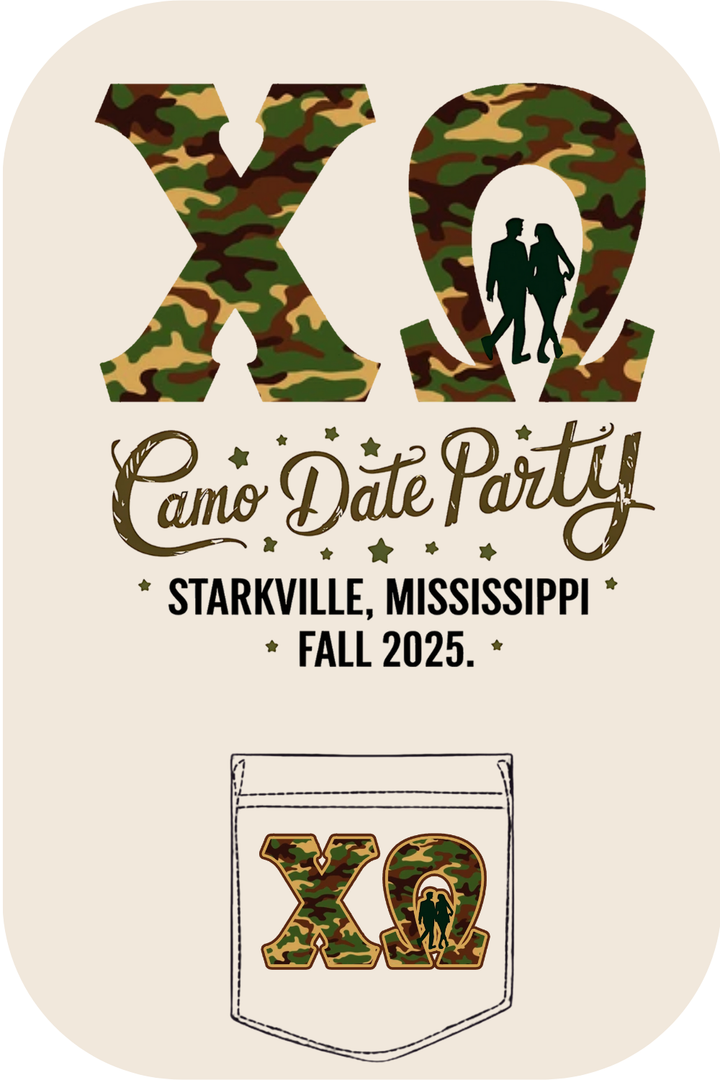 Custom Camo Date Party Fall Chi Omega