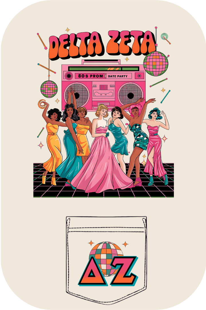 Custom Delta Zeta 80s Prom Date Party