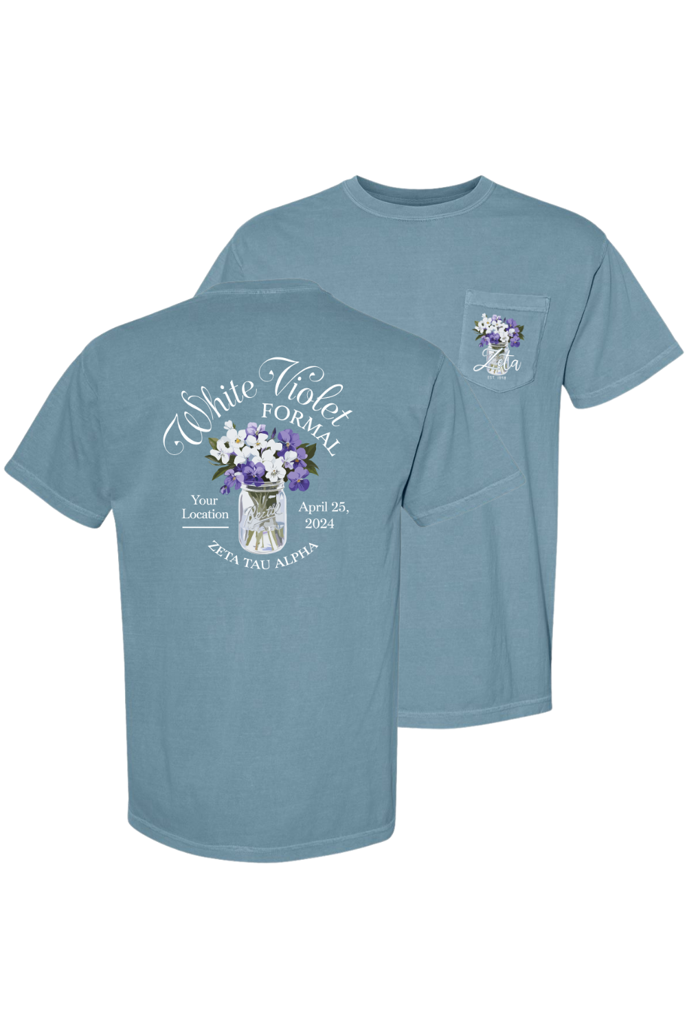 Custom Zeta Tau Alpha White Violet Formal