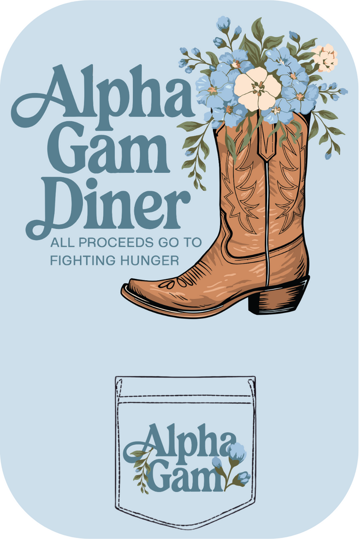 Custom Alpha Gamma Delta Diner Cowgirl Boots and Flowers