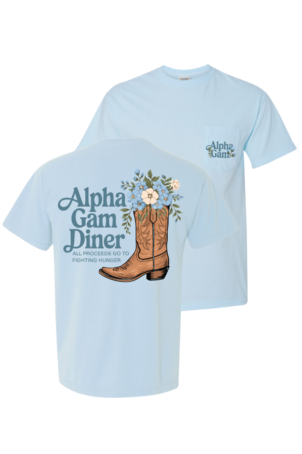 Custom Alpha Gamma Delta Diner Cowgirl Boots and Flowers