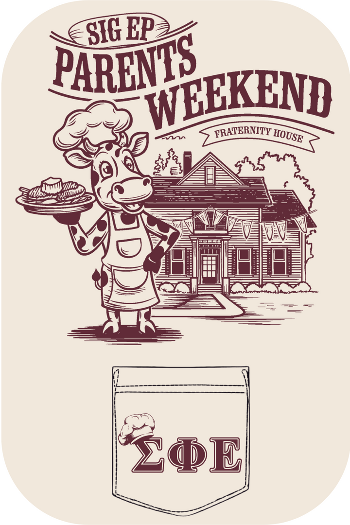 Custom Sigma Phi Epsilon Parents Weekend Fraternity House Chef Cow