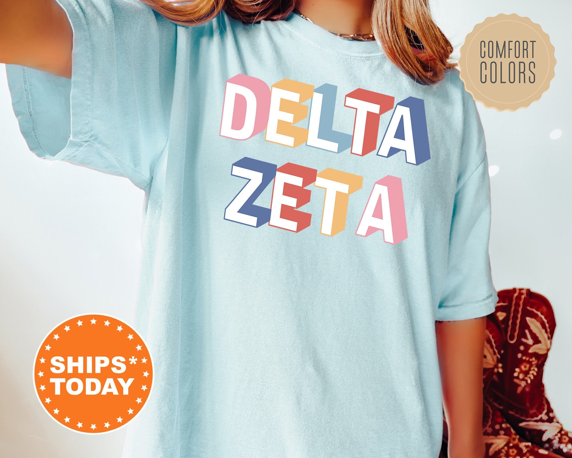 Delta Zeta Loud Box Sorority T-Shirt | Delta Zeta Retro Comfort Colors Shirt | Big Little Sorority Gifts | Dee Zee Oversized Shirt _ 5572g