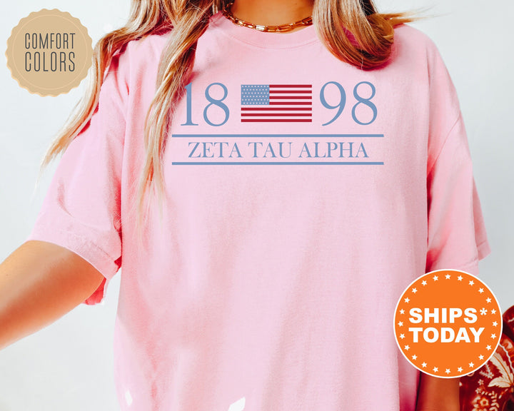 Zeta Tau Alpha Red White And Blue Sorority T-Shirt | Zeta  Comfort Colors Shirt | Sorority Apparel | Big Little Sorority Reveal | Bid Day