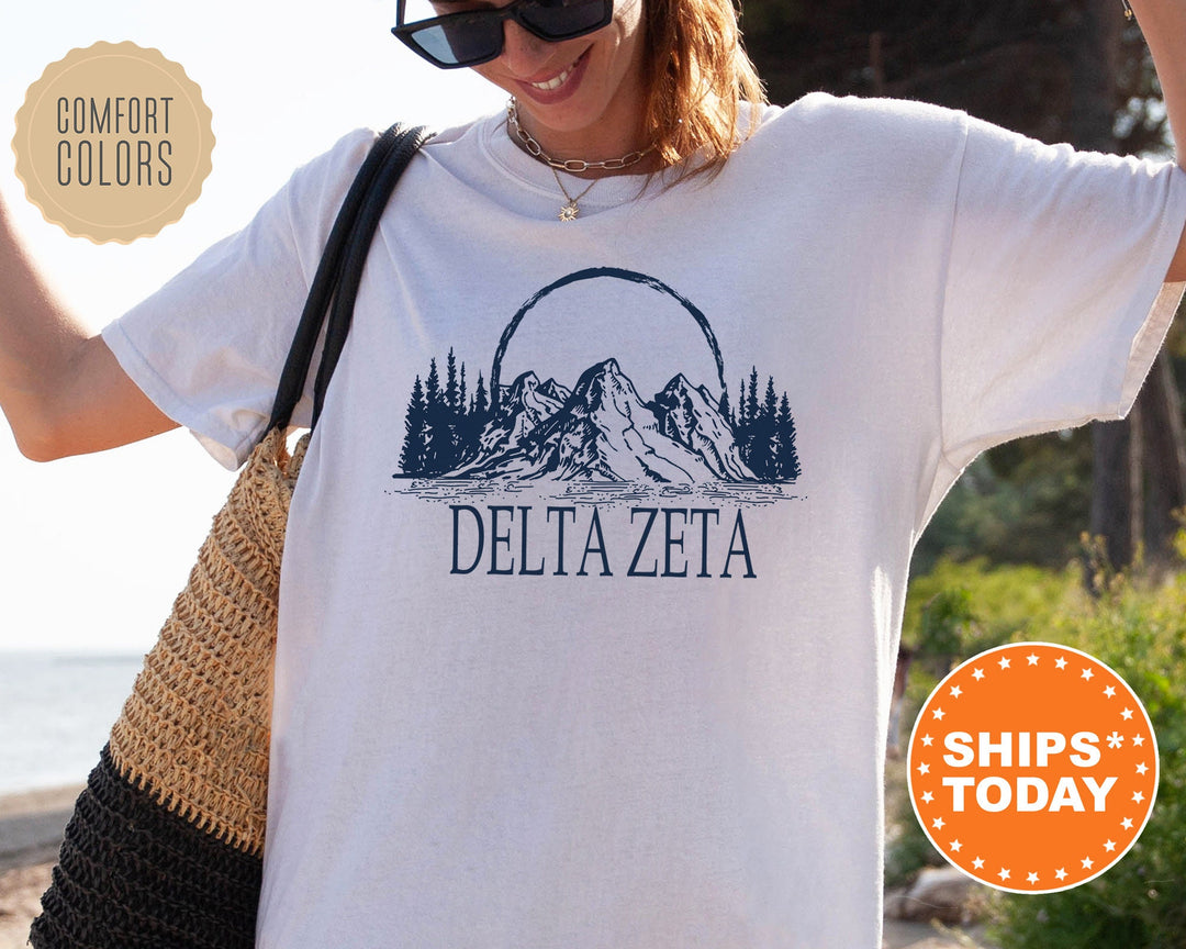 Delta Zeta Summer Mountain Sorority T-Shirt | Dee Zee Sorority Apparel | Delta Zeta Big Little Gift | College Apparel | Comfort Colors Shirt _ 5798g