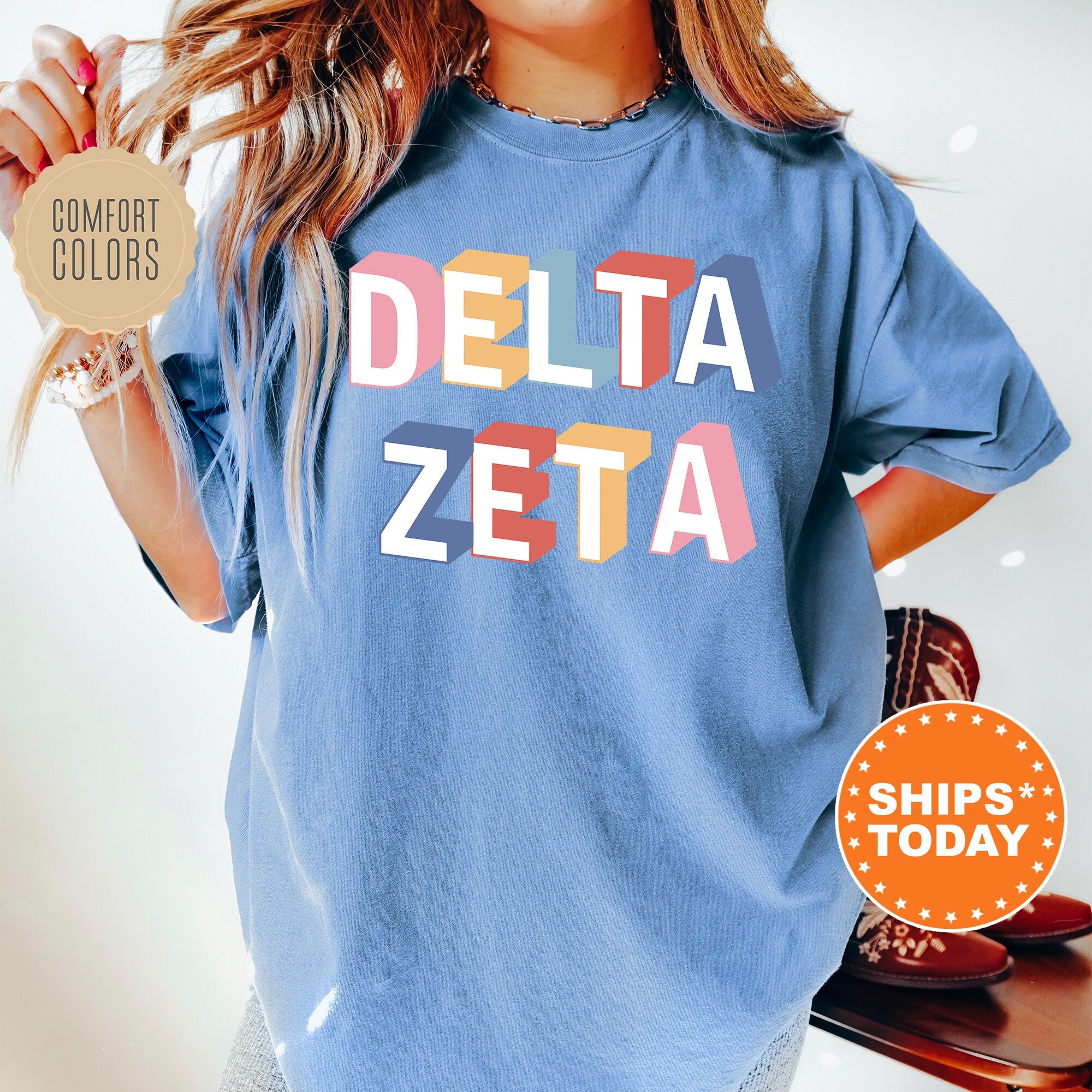 Delta Zeta Loud Box Sorority T-Shirt | Delta Zeta Retro Comfort Colors Shirt | Big Little Sorority Gifts | Dee Zee Oversized Shirt _ 5572g