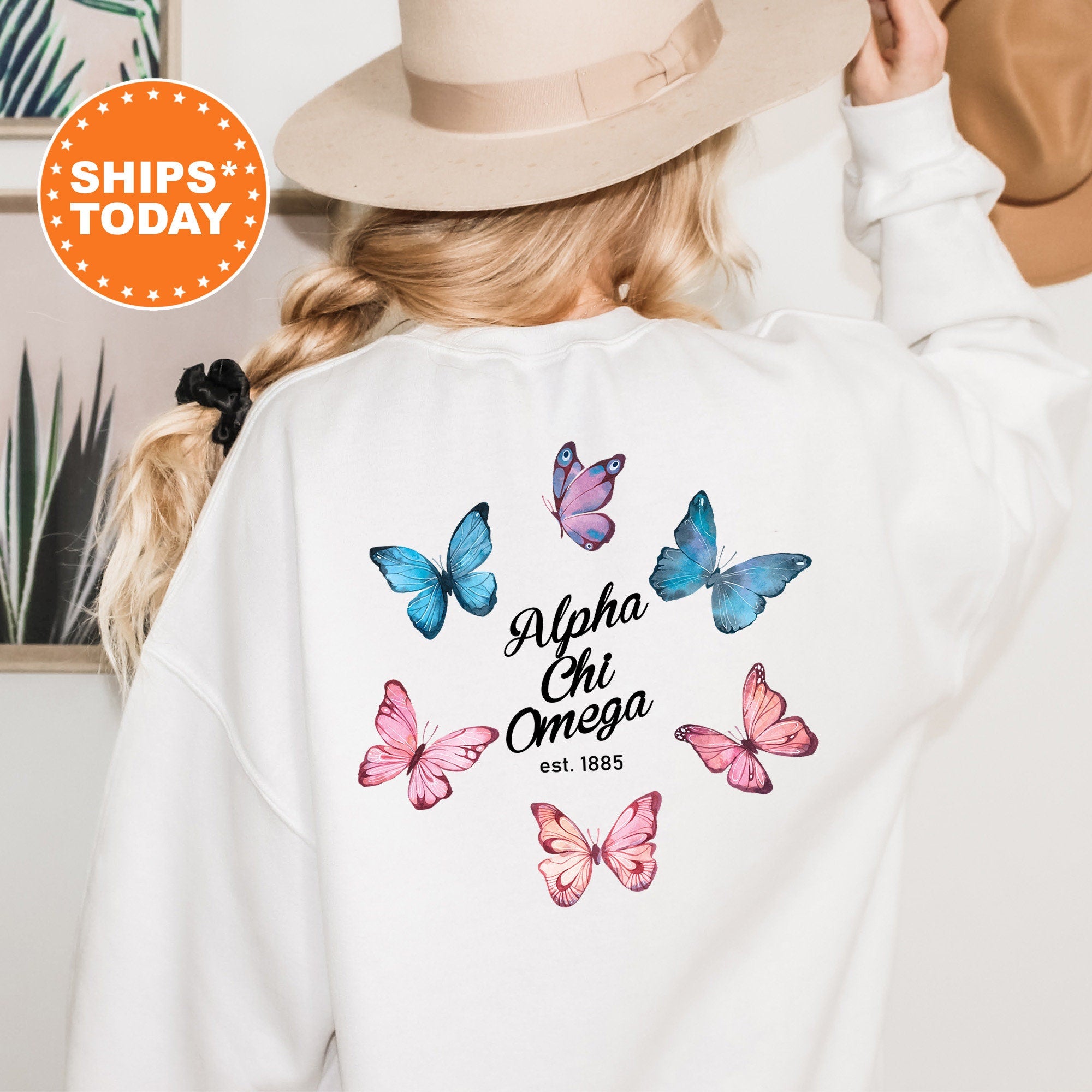 Alpha Chi Omega Fancy Butterfly Sorority Sweatshirt | Alpha Chi Sorority Apparel | Big Little Gift | AXO Sorority Merch | Trendy Sweatshirt