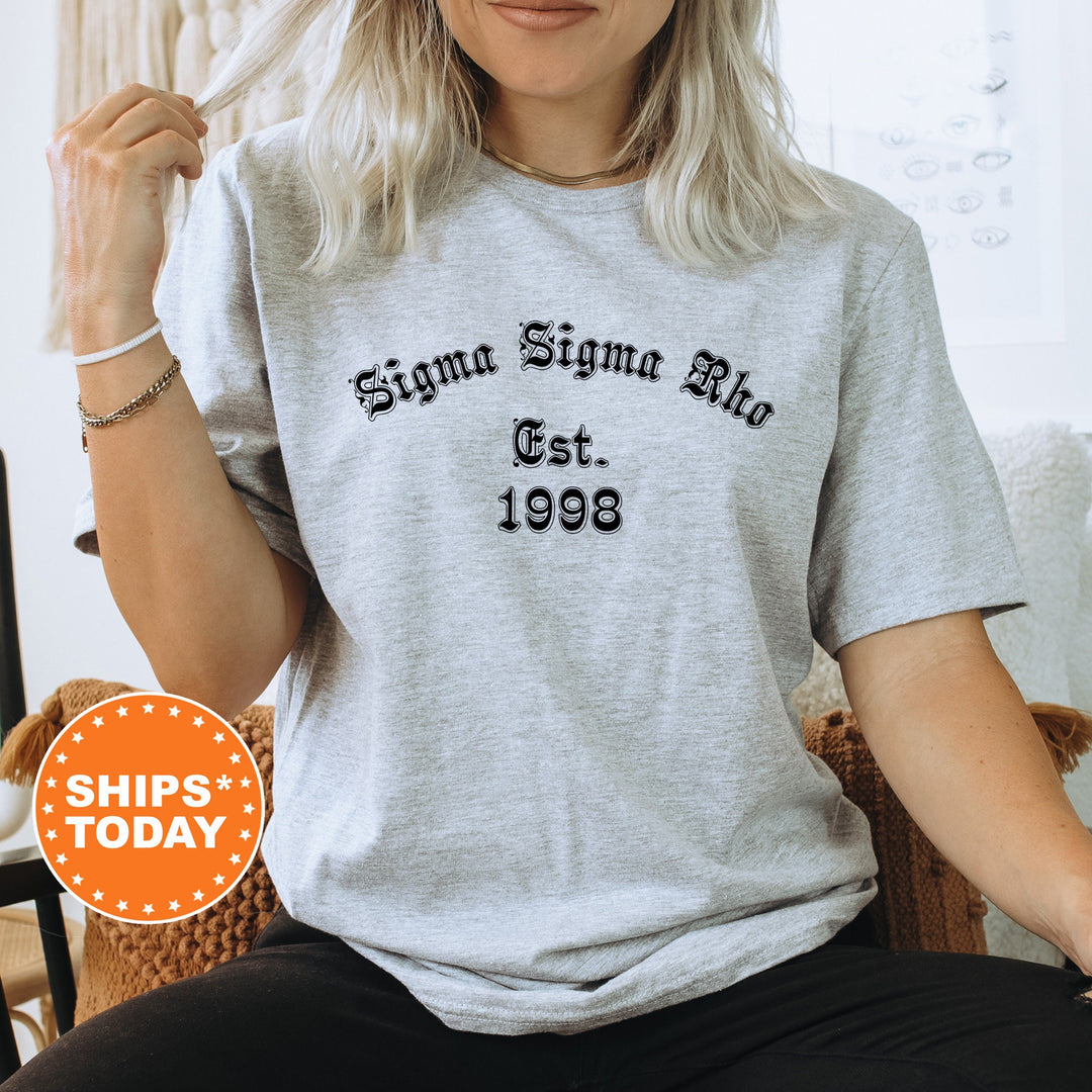 Sigma Sigma Rho Old English Sorority T-Shirt | Sig Sig Rho Comfort Colors Shirt | Sorority Apparel | Big Little Sorority Gifts _