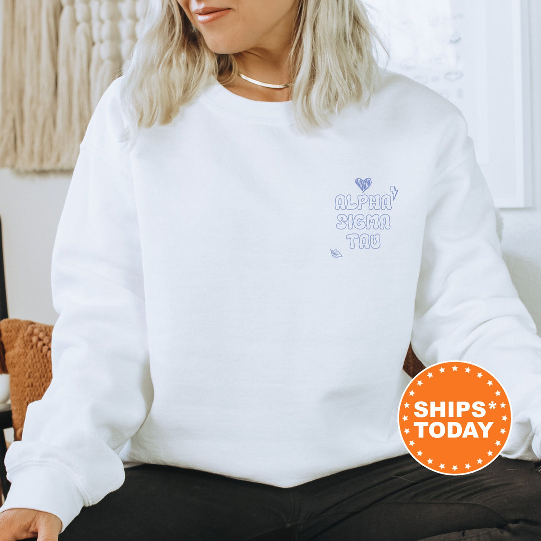 Alpha Sigma Tau Doodle Font Letter Sorority Sweatshirt | Trendy Sweatshirt | Big Little Reveal | Sorority Gift | Custom Sorority _ 16984g