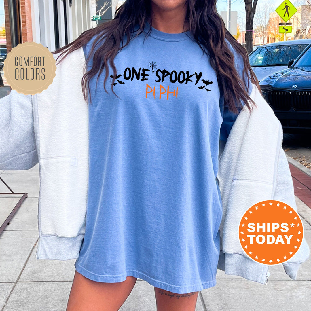 One Spooky Pi Phi | Pi Beta Phi Halloween Sorority T-Shirt | Comfort Colors Shirt | Big Little Reveal Sorority Gift | Greek Apparel _ 17127g
