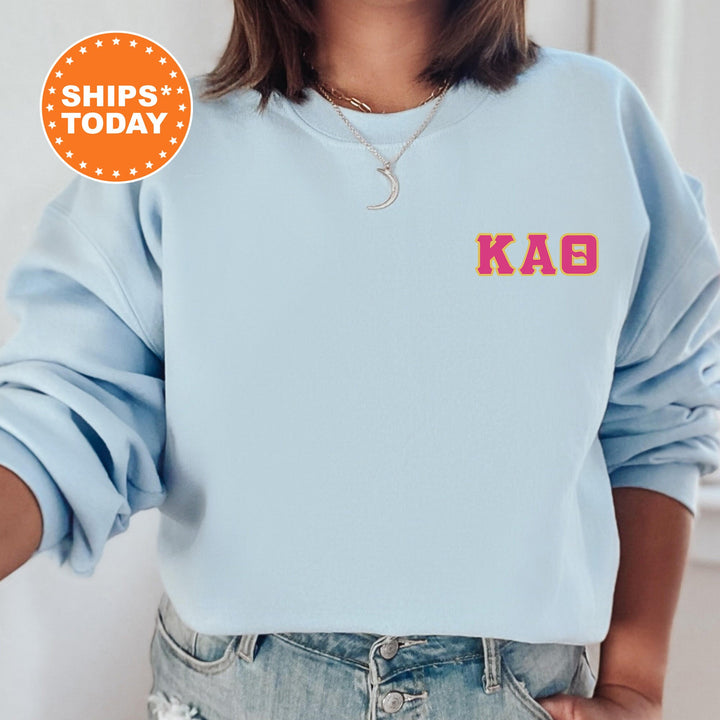 Kappa Alpha Theta Red Letters Left Chest Graphic Sorority Sweatshirt | THETA Greek Sweatshirt | Greek Letters | Sorority Letters _ 17530g