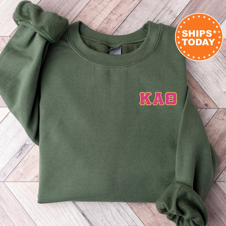 Kappa Alpha Theta Red Letters Left Chest Graphic Sorority Sweatshirt | THETA Greek Sweatshirt | Greek Letters | Sorority Letters _ 17530g