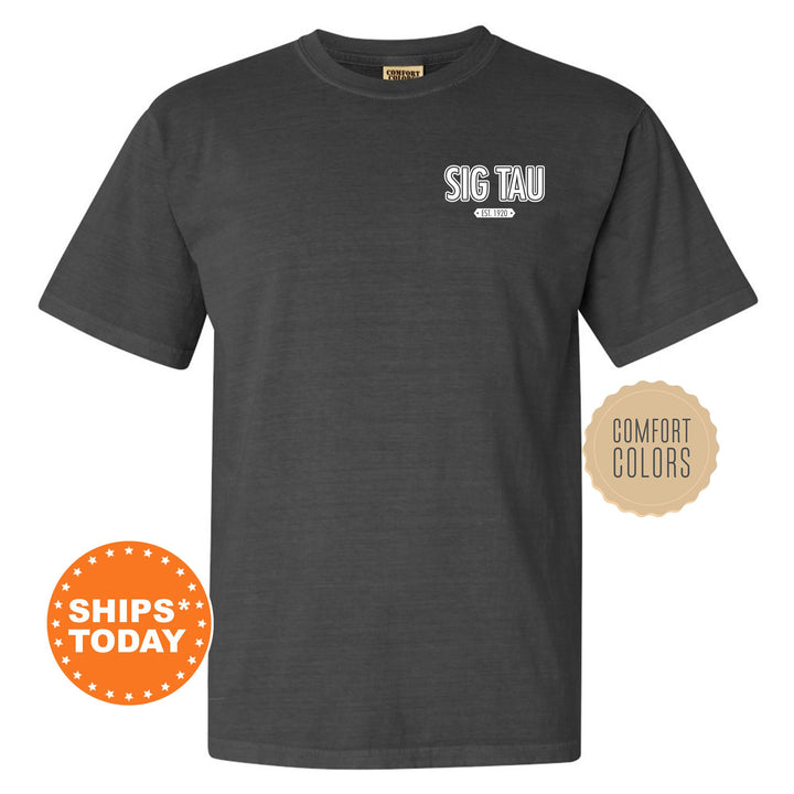Sigma Tau Gamma Snow Year Fraternity T-Shirt | Sig Tau Left Chest Graphic Tee | Comfort Colors Shirt | Fraternity Bid Day Gift _ 17898g