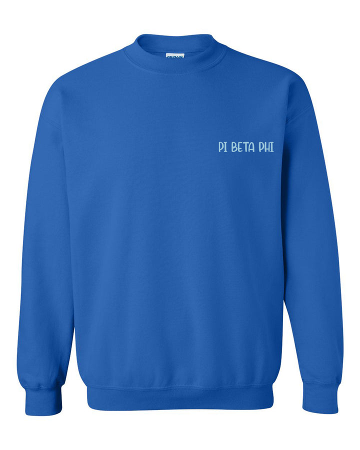 a blue sweatshirt with the words pecta pi on it