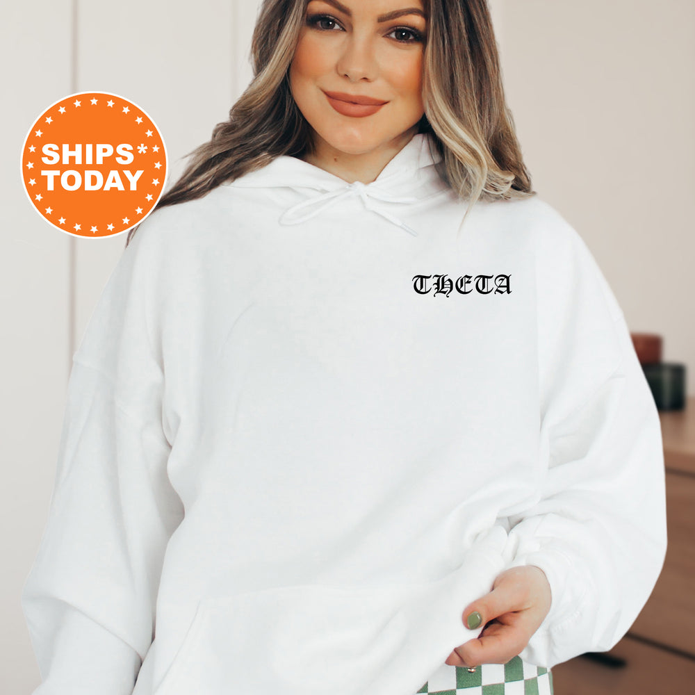 a woman wearing a white hoodie with the words utopia printed on it