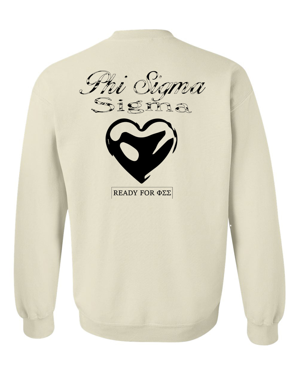a white sweatshirt with a black heart on it