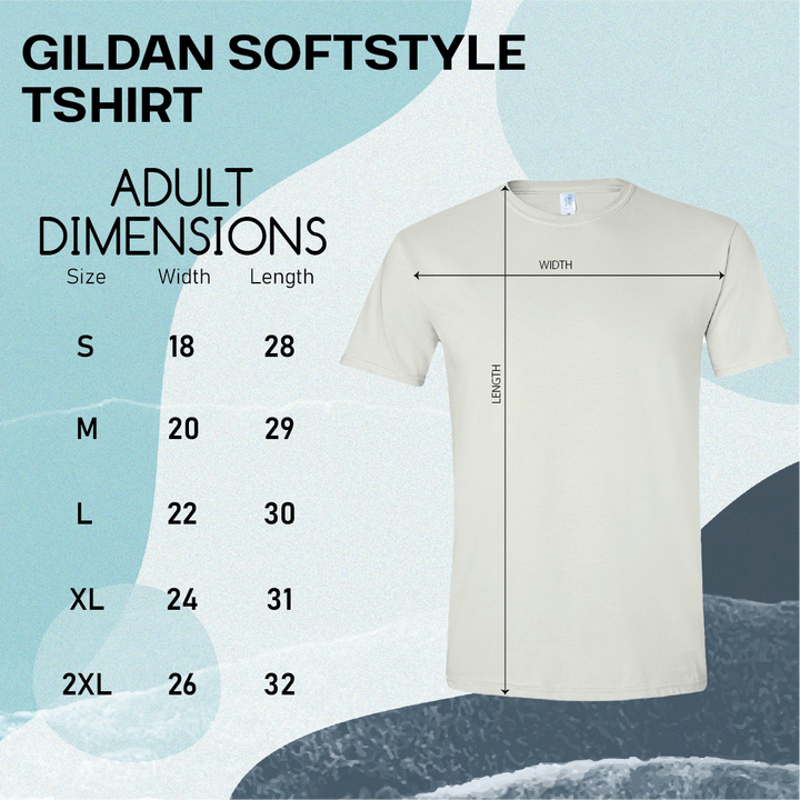 a white t - shirt with measurements for the front and back of it