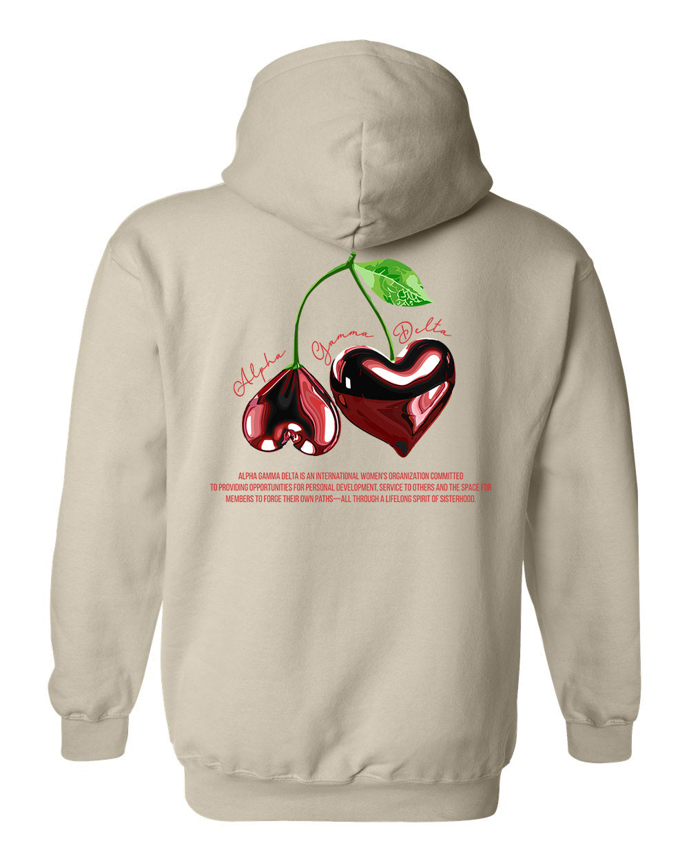 a white hoodie with two cherries on it
