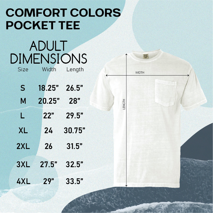 a white t - shirt with a pocket and measurements