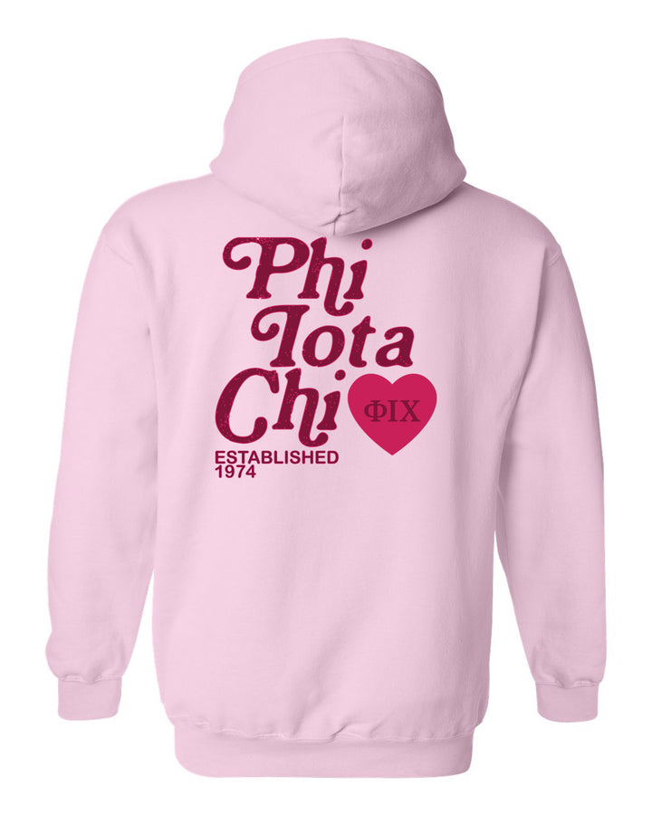 a pink hoodie with the phrase phi toa chi chi on it