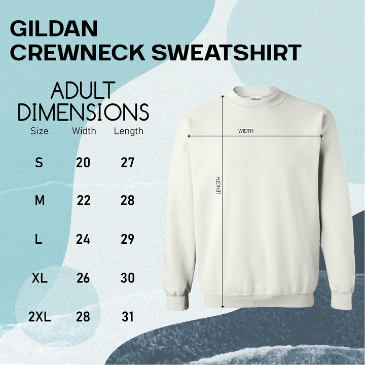 a sweater measurements guide for a crew neck sweatshirt