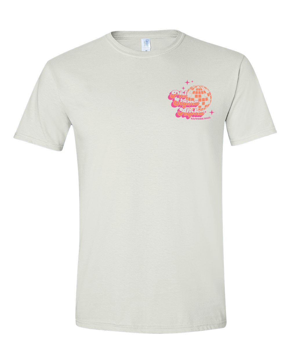 a white t - shirt with a pink heart on the chest