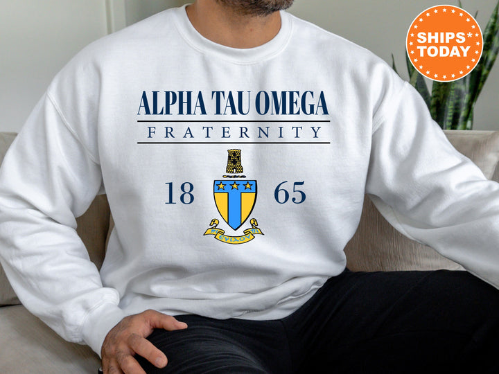 Alpha Tau Omega Large Crest Fraternity Sweatshirt | ATO Fraternity  Hoodie | Alpha Tau Omega Fraternity Crest | Greek Apparel