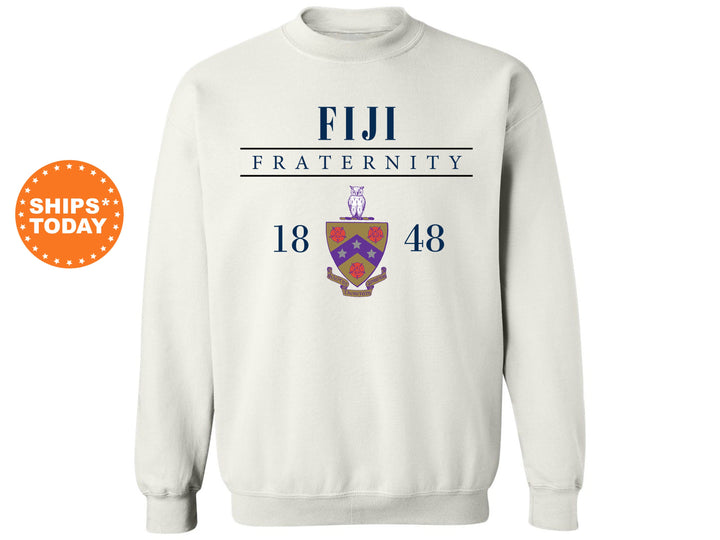 FIJI Large Crest Fraternity Sweatshirt | FIJI Hoodie| Greek Apparel | FIJI Fraternity Crest Crewneck Sweatshirt | Fraternity Gift