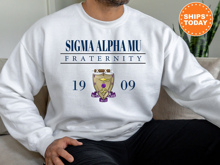 Sigma Alpha Mu Large Crest Fraternity Sweatshirt | Sammy Sweatshirt | Sigma Alpha Mu Fraternity Crest Hoodie | Greek Apparel