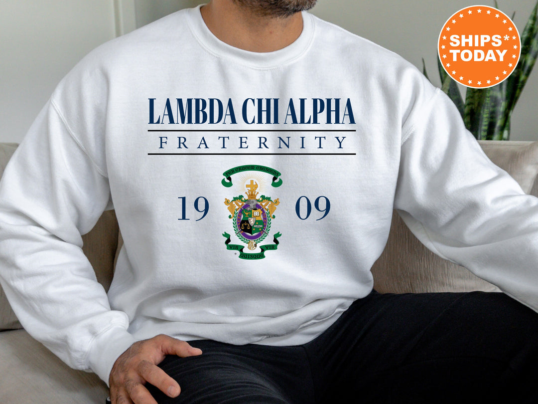 Lambda Chi Alpha Large Crest Fraternity Sweatshirt | Lambda Chi Hoodie | Lambda Chi Alpha Gift | Fraternity Crest | Greek Apparel _ 5874g
