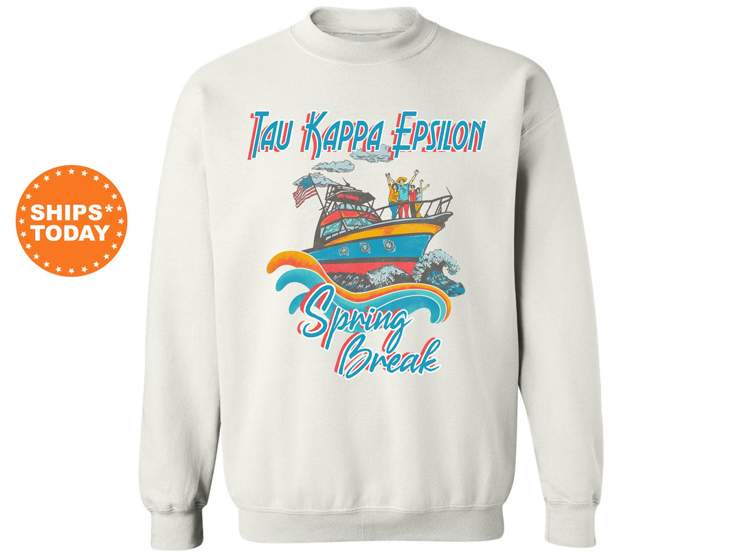 Tau Kappa Epsilon Boating Spring Break Fraternity Sweatshirt | TKE Crewneck Sweatshirt | TEKE Fraternity Hoodie | College Apparel _ 6816g