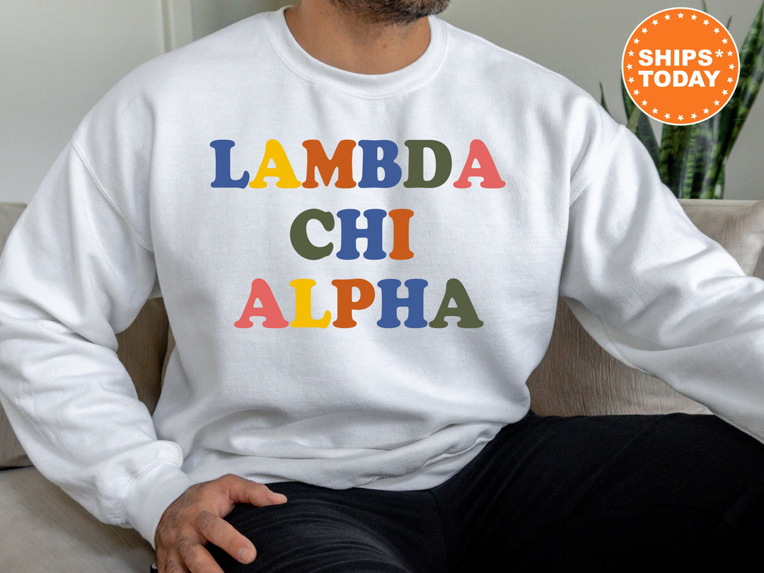 Lambda Chi Alpha Retro Letters Fraternity Sweatshirt | Lambda Chi Retro Sweatshirt | Fraternity Gift | Greek Life | College Apparel _ 6184g