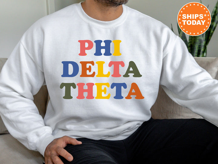 Phi Delta Theta Retro Letters Fraternity Sweatshirt | Phi Delt Retro Sweatshirt | Fraternity Gift | Greek Life | College Sweatshirt _ 6185g