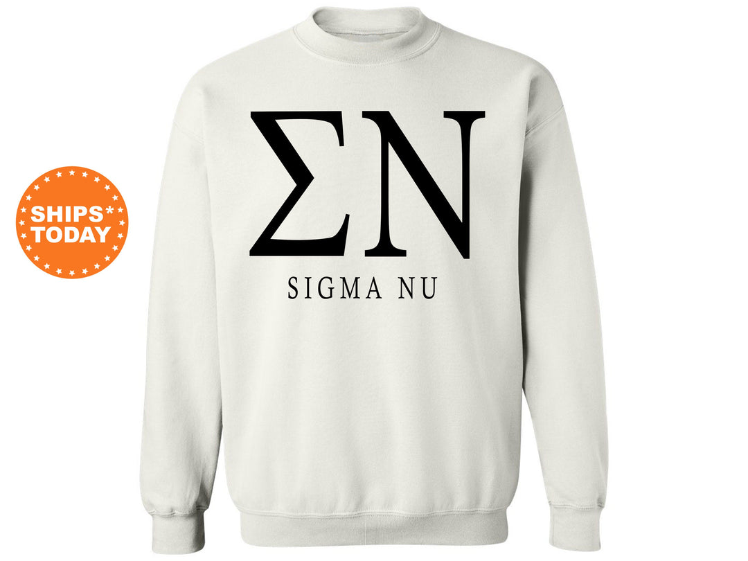 Sigma Nu Block Letter Fraternity Sweatshirt |  Sigma Nu Greek Letters | Fraternity Hoodie | Fraternity Gift | College Apparel _ 6070g