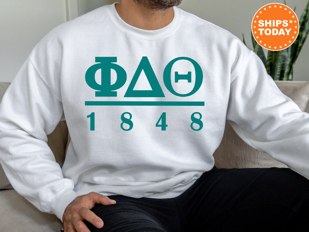 Phi Delta Theta Lettered Basic Fraternity Sweatshirt | Phi Delt Greek Letters Sweatshirt | Fraternity Gift | College Greek Apparel _ 6154g