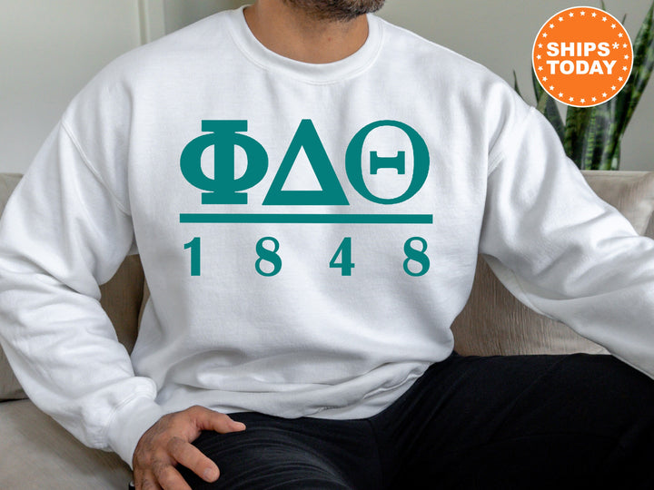 Phi Delta Theta Lettered Basic Fraternity Sweatshirt | Phi Delt Greek Letters Sweatshirt | Fraternity Gift | College Greek Apparel _ 6154g