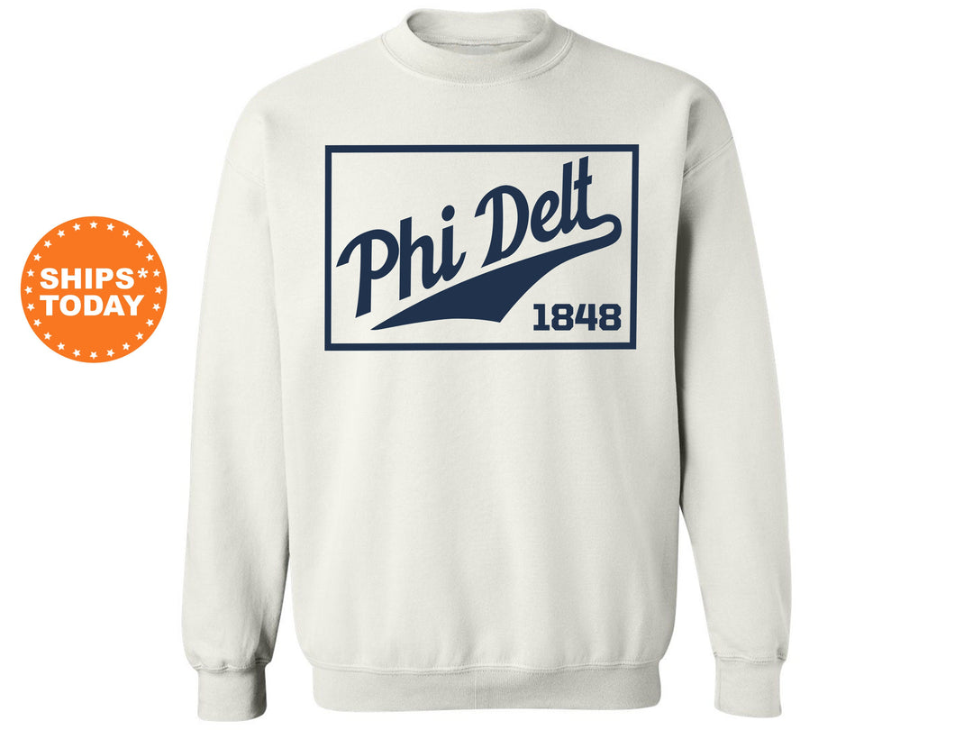 Phi Delta Theta Baseball Boxed Fraternity Sweatshirt | Phi Delt Sweatshirt | Fraternity Gift | Gameday Sweatshirt | College Apparel _ 5968g