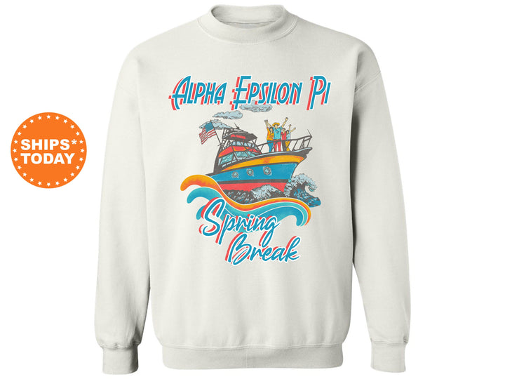 Alpha Epsilon Pi Boating Spring Break Fraternity Sweatshirt | AEPi Crewneck Sweatshirt | AEPi Fraternity Hoodie | College Apparel _ 6789g