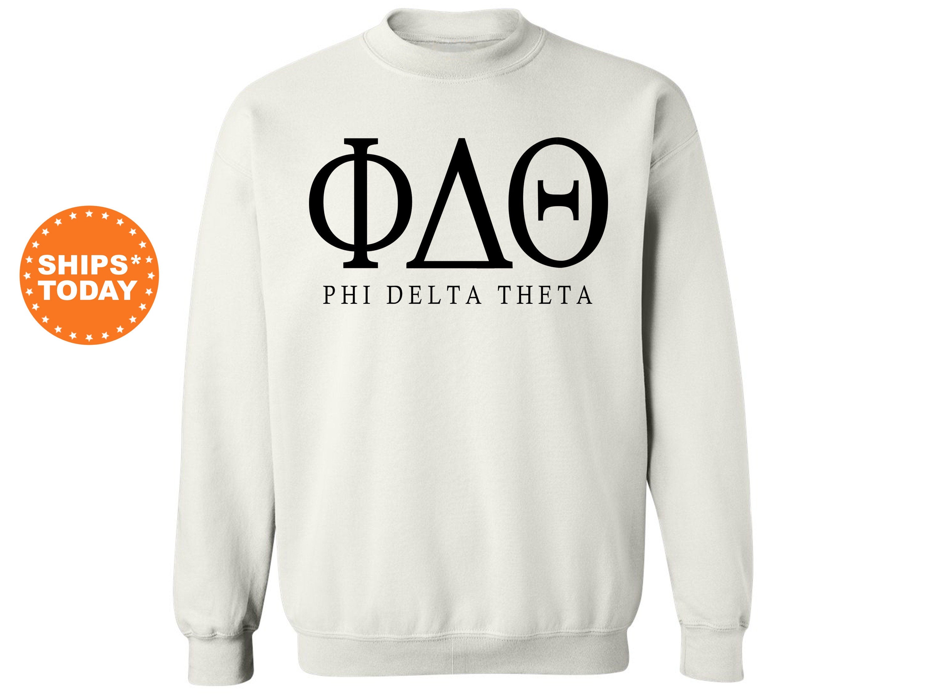Phi Delta Theta Block Letter Fraternity Sweatshirt | Phi Delt Greek Letters | Fraternity Hoodie | Fraternity Gift | College Apparel _ 6061g