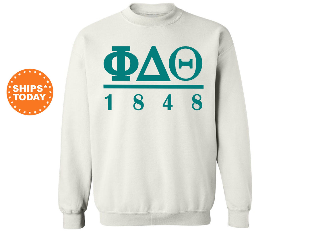 Phi Delta Theta Lettered Basic Fraternity Sweatshirt | Phi Delt Greek Letters Sweatshirt | Fraternity Gift | College Greek Apparel _ 6154g