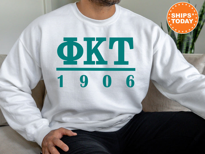 Phi Kappa Tau Lettered Basic Fraternity Sweatshirt | Phi Tau Greek Letters Sweatshirt | Fraternity Gift | College Greek Apparel _ 6156g